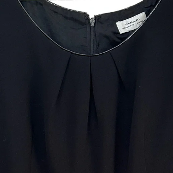 Tahari ASL black pleated front sleeveless dress 12 - Picture 3 of 9